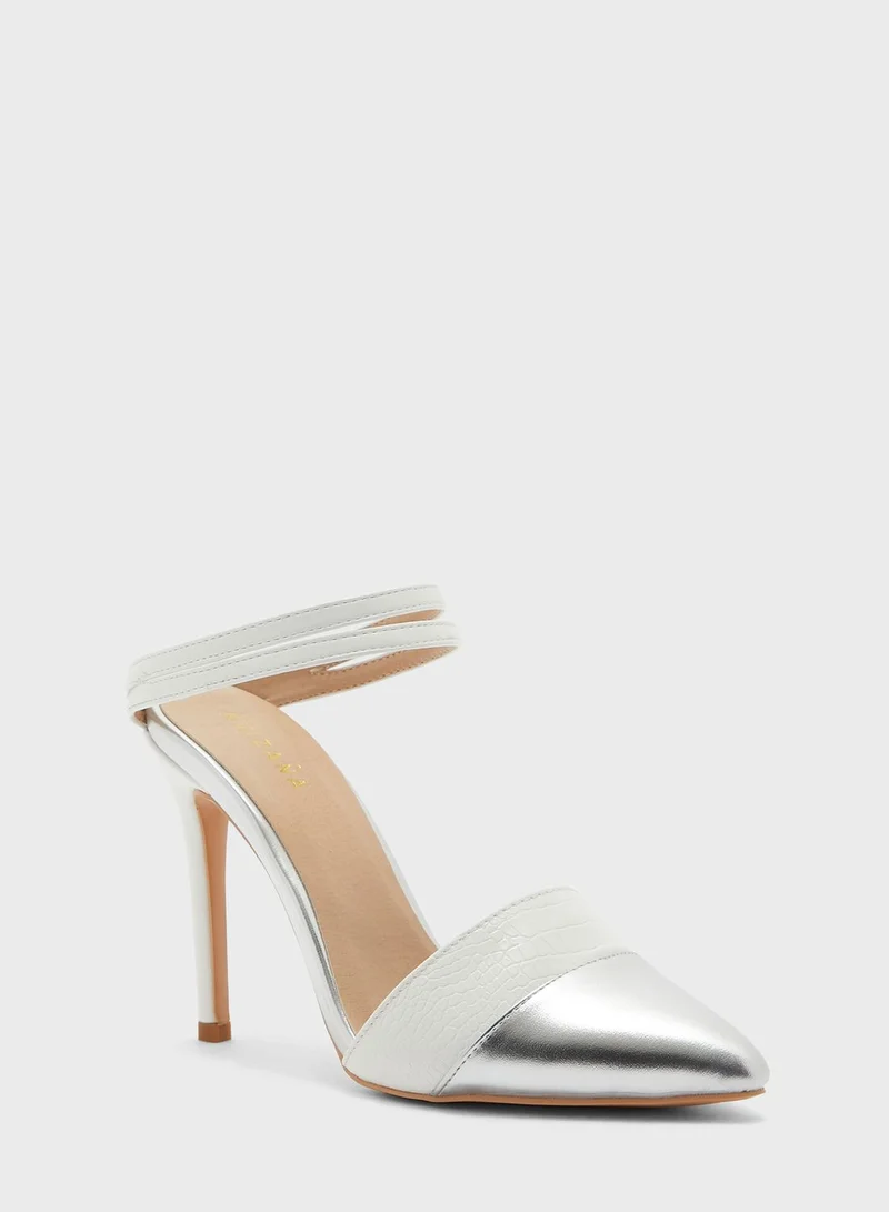 Khizana Croc Effect Slip On Pointed Pump