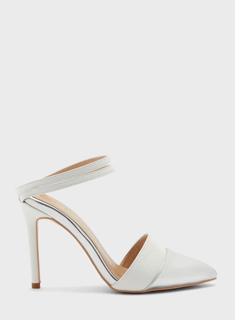 Khizana Croc Effect Slip On Pointed Pump