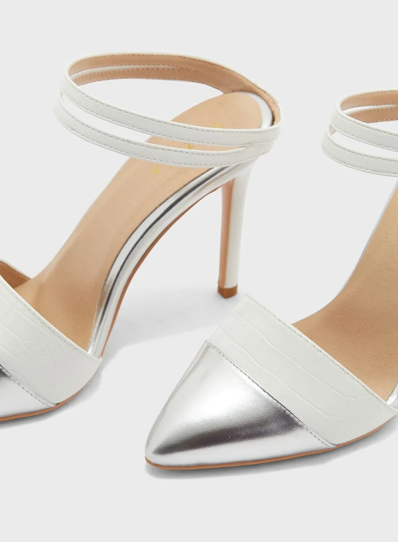 Khizana Croc Effect Slip On Pointed Pump