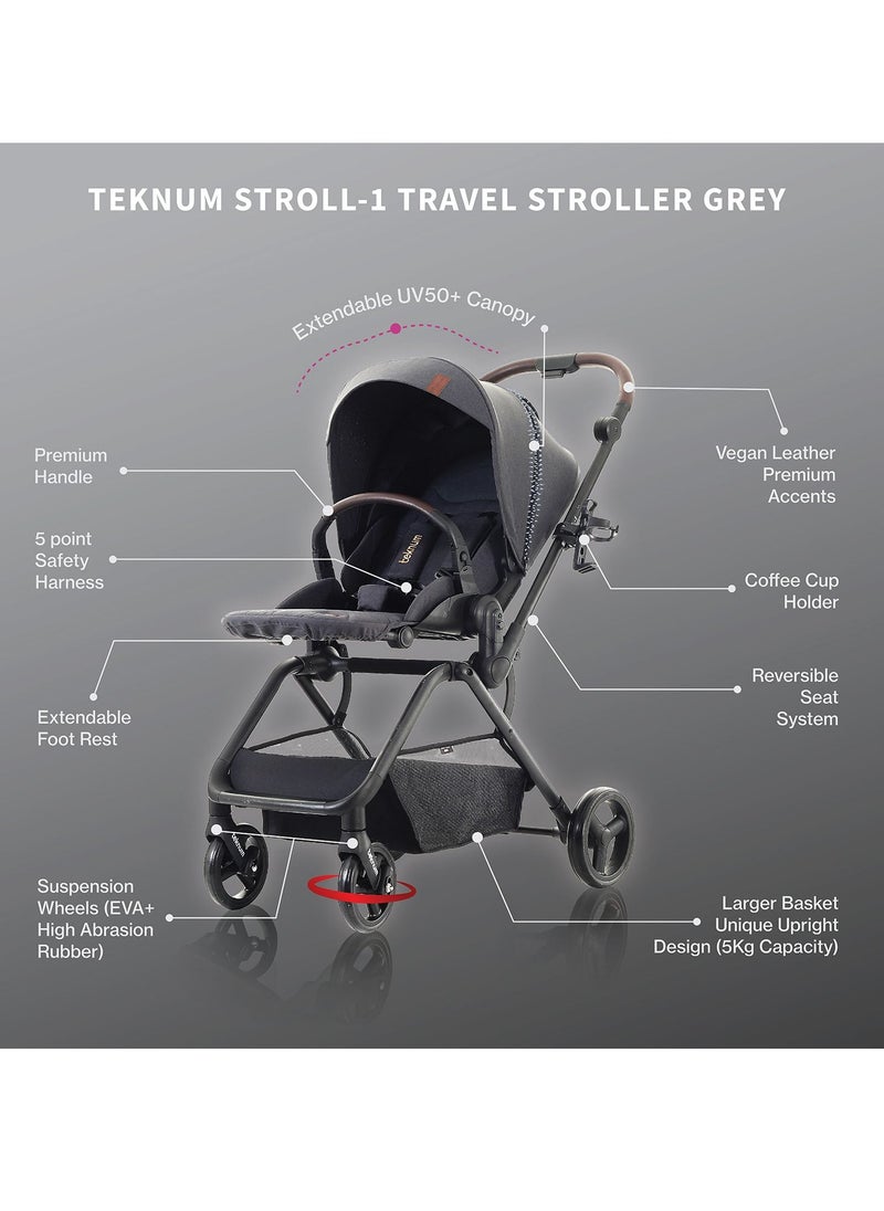 Teknum STROLL 1 Reversible Travel Stroller-Grey