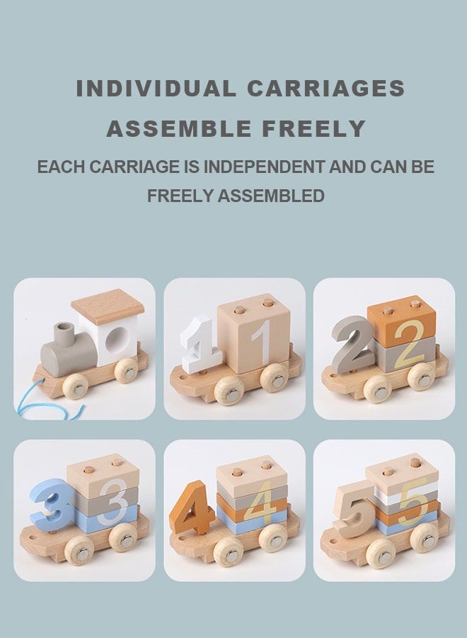 Beauenty Digital Train Wooden Toy   Children's Assembly Blocks   Educational Toy for Kids| Sensory Toy | Travel Learning Toy | Gift for 2-8 Year Old Boys  Girls - Image 4