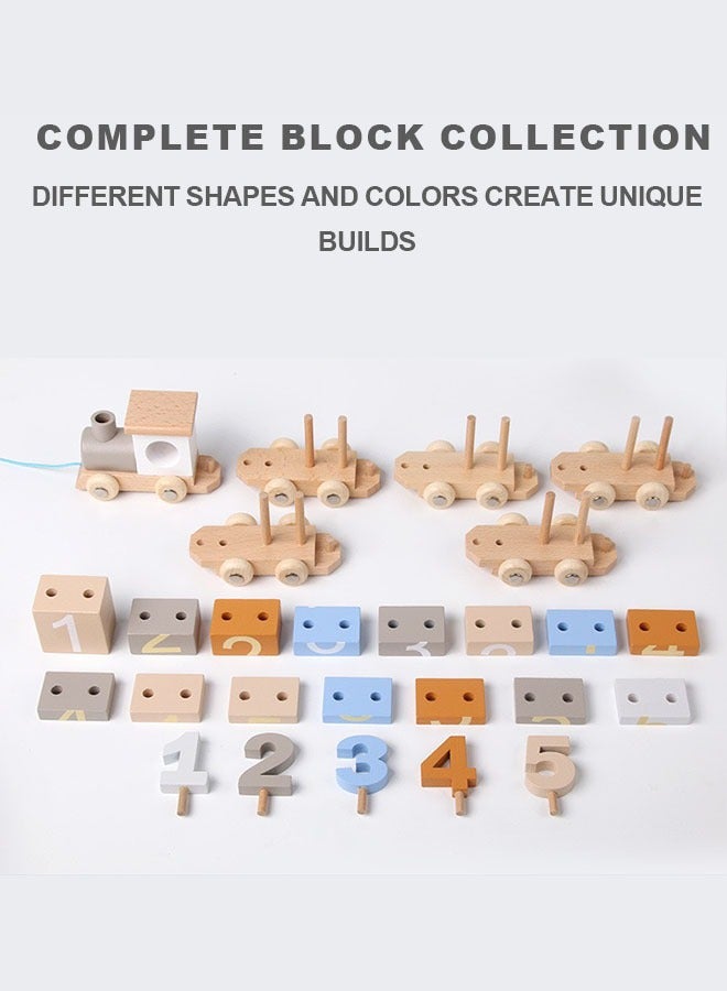 Beauenty Digital Train Wooden Toy   Children's Assembly Blocks   Educational Toy for Kids| Sensory Toy | Travel Learning Toy | Gift for 2-8 Year Old Boys  Girls - Image 5