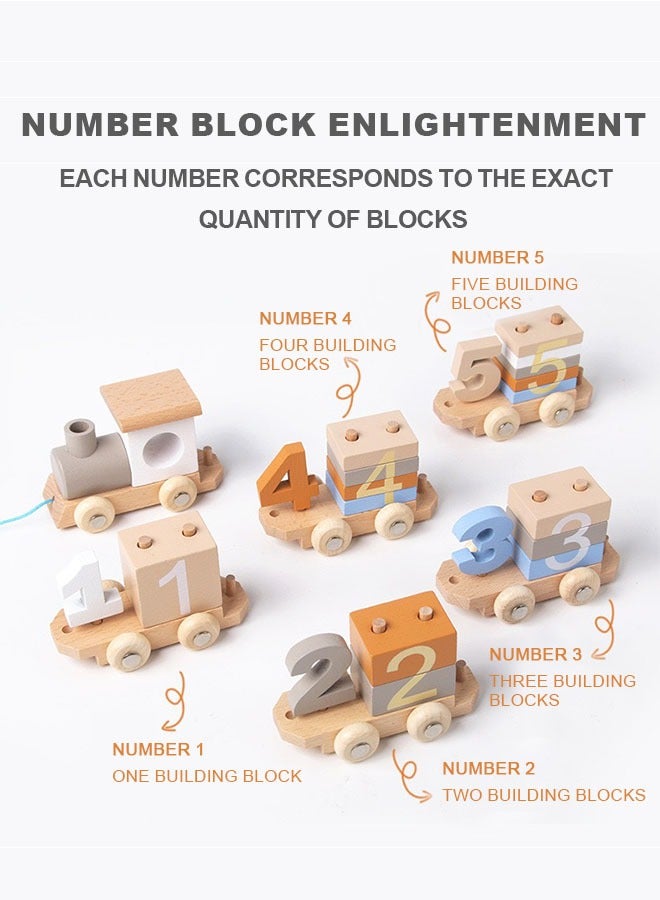 Beauenty Digital Train Wooden Toy   Children's Assembly Blocks   Educational Toy for Kids| Sensory Toy | Travel Learning Toy | Gift for 2-8 Year Old Boys  Girls - Image 3