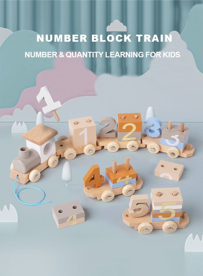 Beauenty Digital Train Wooden Toy   Children's Assembly Blocks   Educational Toy for Kids| Sensory Toy | Travel Learning Toy | Gift for 2-8 Year Old Boys  Girls - Image 2
