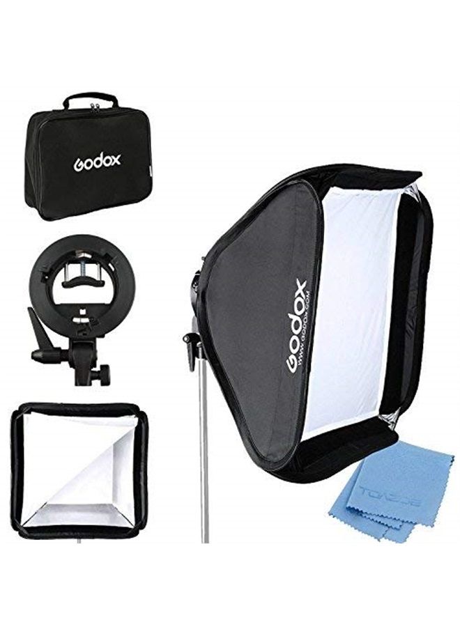 Godox 24"x 24" 60cmx60cm Foldable Universal Softbox with S Style Speedlite Bracket for Flash Bowens Elinchrom Mount Accessories Direction Adjustable