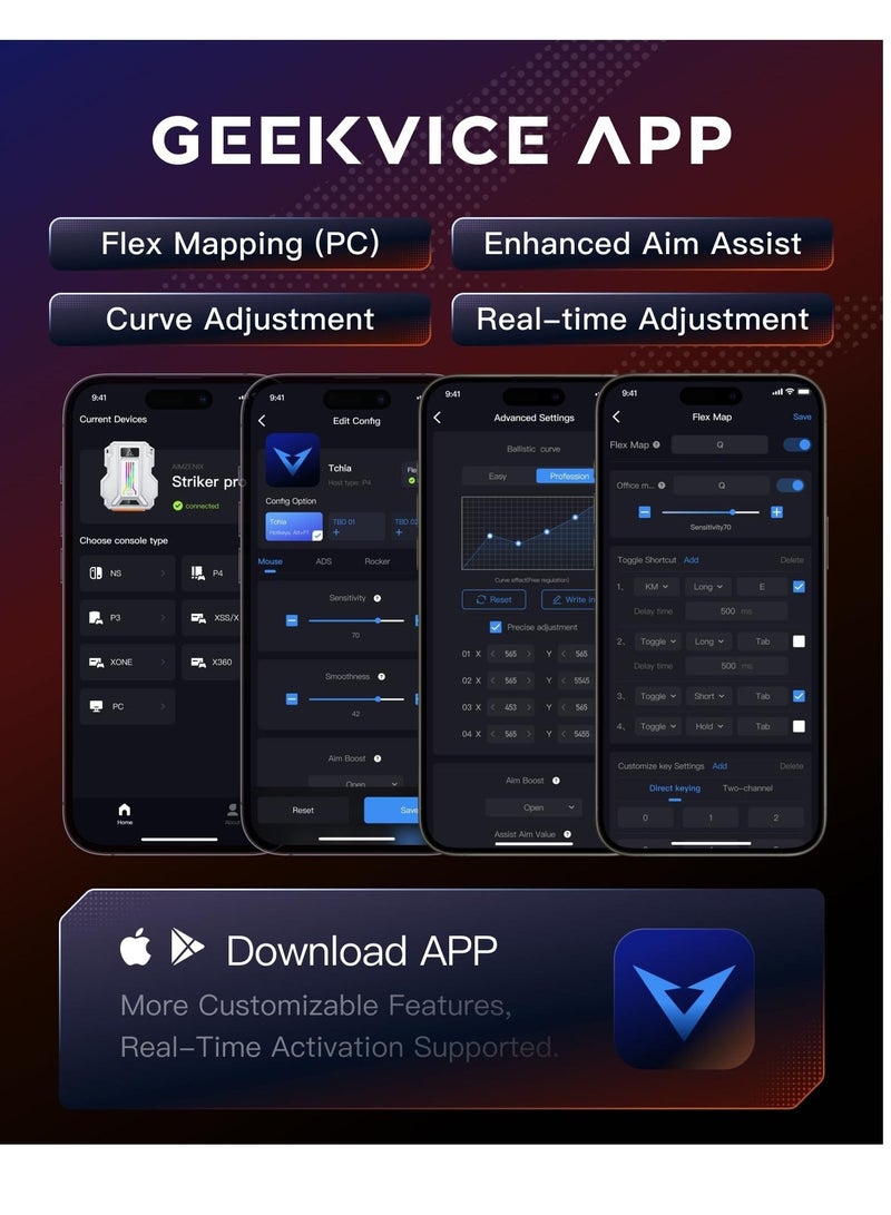 Keyboard Mouse Adapter for PC Game Controller Emulator for PC, PS4, PS3, Switch, Xbox One, Xbox 360, Xbox Series S/X, Advanced Crossover Gaming Converter, Supports Headphones, App Customization - Image 4