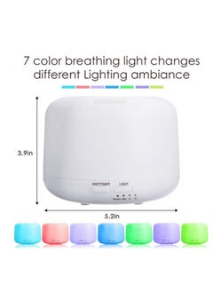 بيوينتي مصباح إضاءة LED ذو 7 ألوان لمصباح إضاءة LED ناشر عبيري مرطب هواء بالزيوت العطرية أبيض 300 مل  - Image 1