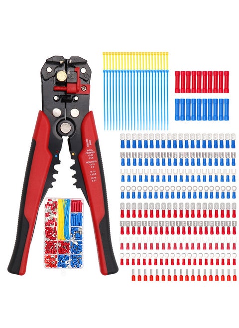 260PCS Crimp Cable Terminals Set Kit Heat Shrink Insulated Wire Electrical Connector Assorted Box with Wire Stripping Pliers Portable