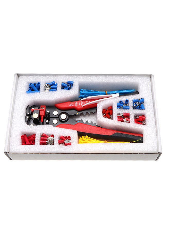 260PCS Crimp Cable Terminals Set Kit Heat Shrink Insulated Wire Electrical Connector Assorted Box with Wire Stripping Pliers Portable