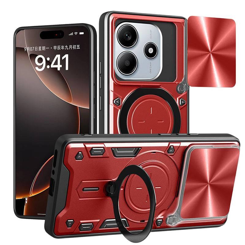 BB غطاء واقي بTPU+PC لـ Redmi Note 13 Pro مع حماية من السقوط وحامل قائم مع مقاوم للصدمات مع مغناطيس قوي مع قبضة مضادة للانزلاق باللون Silver مضاد للانزلاق مغناطيسي بوظيفة حامل من ماد. - Image 3