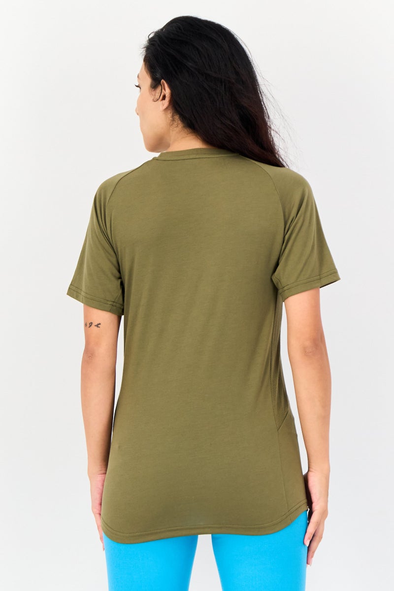 PUMA Women Sportswear Fit Brand Logo Short Sleeves Outdoors T-Shirt, Olive - Image 2