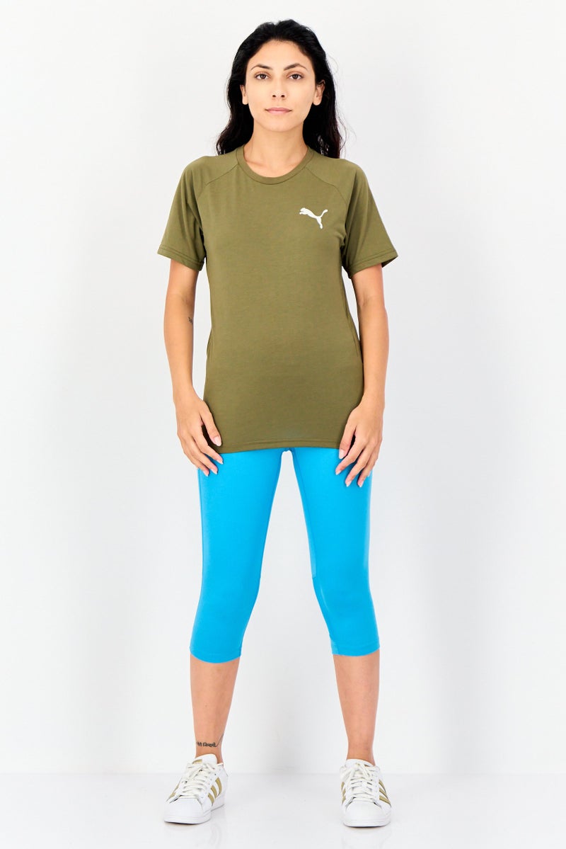 PUMA Women Sportswear Fit Brand Logo Short Sleeves Outdoors T-Shirt, Olive - Image 3
