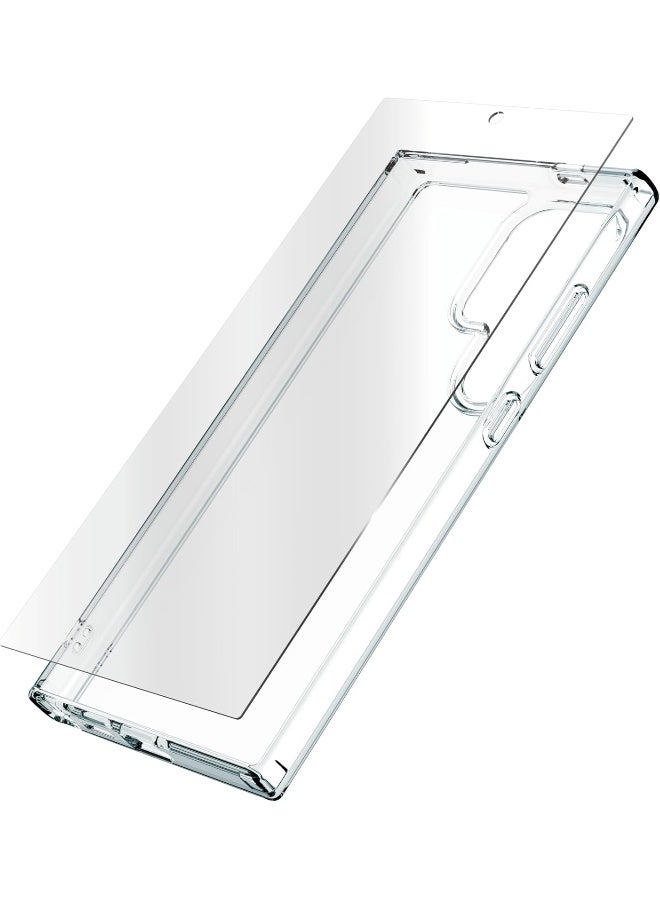 زاج حزمة لجهاز سامسونج جالاكسي S24 ألترا واقي شاشة إنفزبل شيلد وجراب شفاف رقيق - Image 1