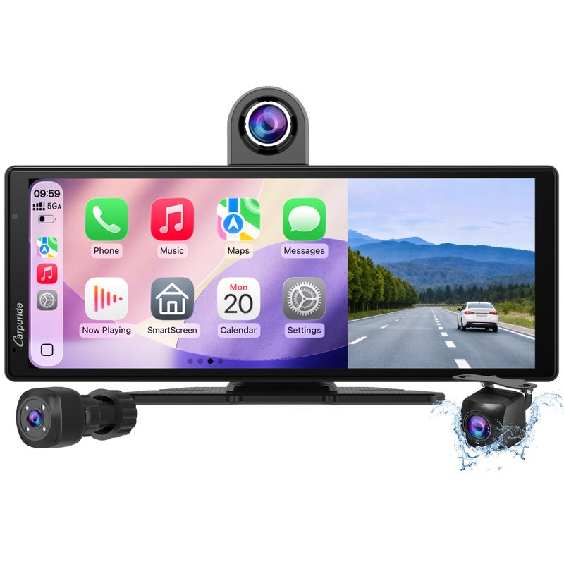 CarpurideW903S3 933 Inch HD Wireless Carplay Android Auto Screen 4K Front Wired 1080P Rear Infrared Camera with Loop Recording Bluetooth Voice Control GPS FM Super Link 64GB TF - Image 2