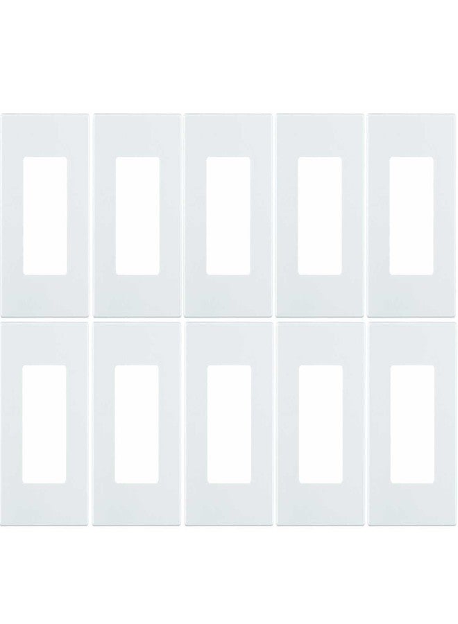 Leviton 80301-SW 1-Gang Decora Plus Wallplate Screwless Snap-On Mount (10 Pack, White) - Image 1