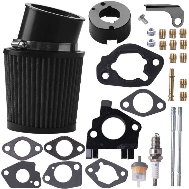 MRELC Air Filter Adapter Jet Kit for Predator 301cc 420cc 11hp 13hp 15hp GX340 GX390 389cc Stage 1 Mini Bike Parts Go Kart Golf Cart Lawnmower Water Pump Pressure Washer Generator OHV Engine (Black) - Image 1