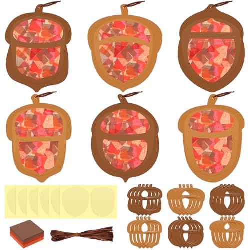 Chiisong 24 Sets Fall Acorn Crafts Kit DIY Tissue Paper Sign Crafts for Back to School Fall Harvest Thanksgiving Religious Christian Party Fun Home Actives - Image 1