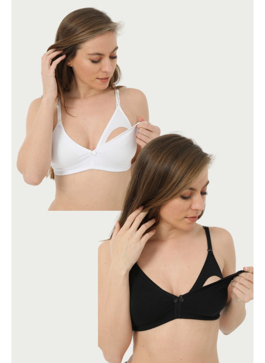 Arma Yıldız 2-Pack White - Black Nursing Bra Cotton Lycra  - Image 1