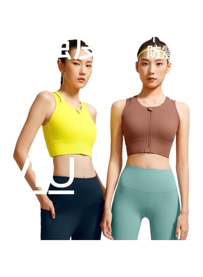 VFU Women'S Front-Zip High-Impact Sports Bra For Running, Fitness, And Yoga Tank Top, Lime Green, Size M - Image 3
