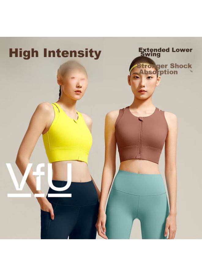 Vfu Women's Front-zip High-impact Sports Bra For Running, Fitness, And Yoga Tank Top, Lime Green, Size M - Image 1