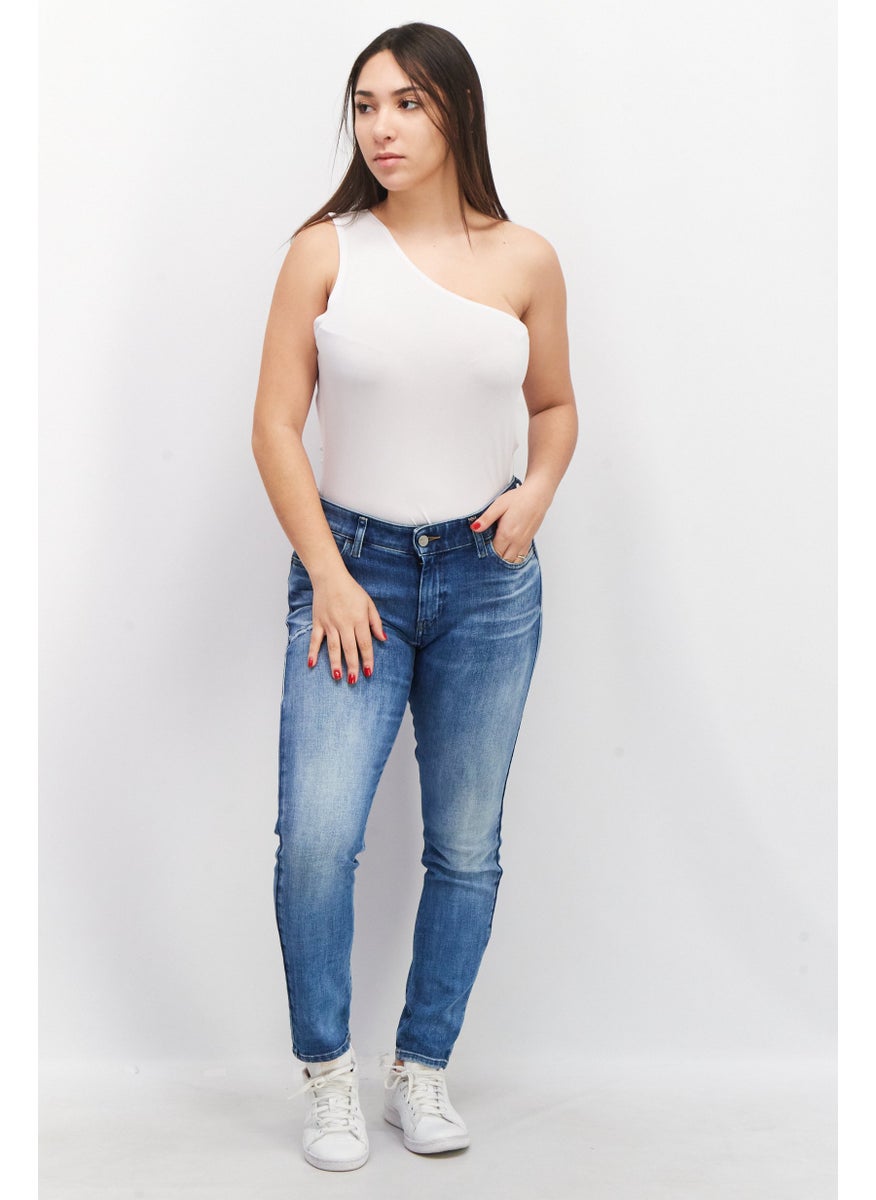 Aqua - Women Plain One Shoulder Bodysuit, White - Image 1