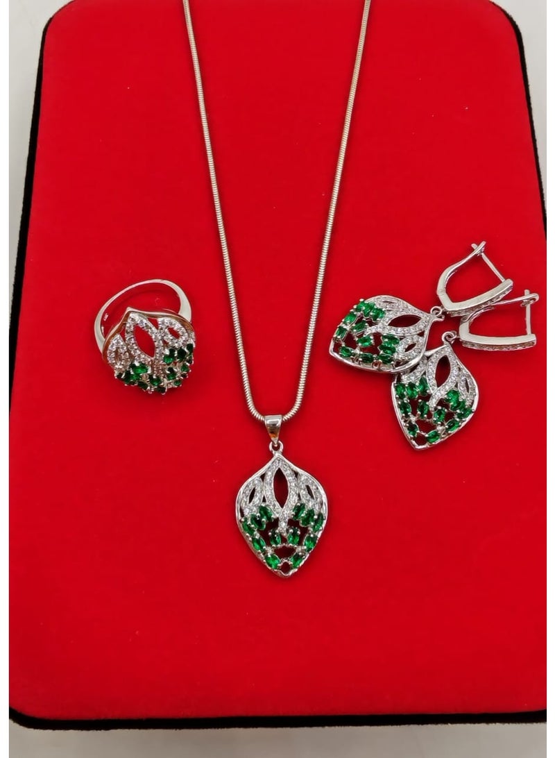 Armaaj S925v Ladies Full  green stone Set [3] - Image 1