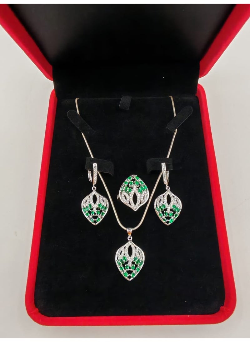 Armaaj S925v Ladies Full  green stone Set [3] - Image 4