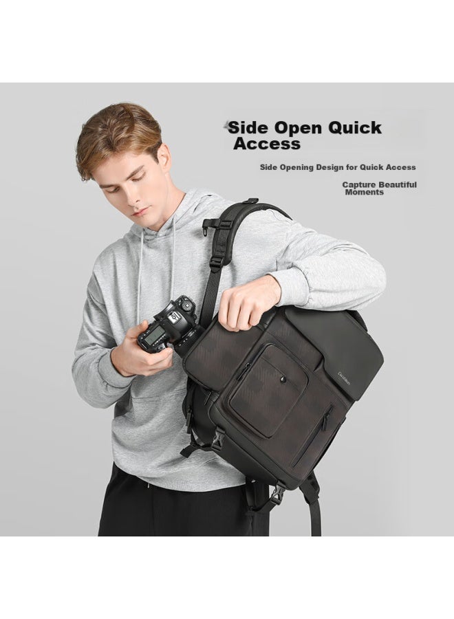 Cwatcun Camera Backpack, Large Capacity, Digital Lens And Laptop Storage Bag, Photography Outdoor Shockproof Multifunctional Backpack, Compatible With Sony, Canon, Nikon, Fuji - Image 4