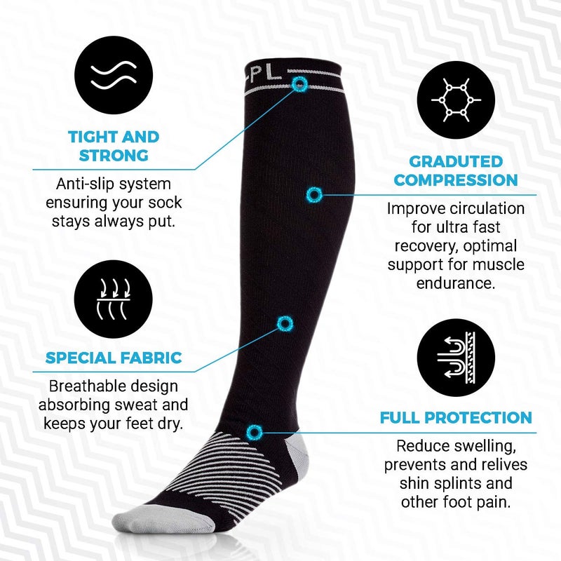 Powerlix Compression Socks For Women & Men (Pair) For Neuropathy Swelling Pain Relief 20-30 Mmhg Medical Knee-High Stockings - Image 2