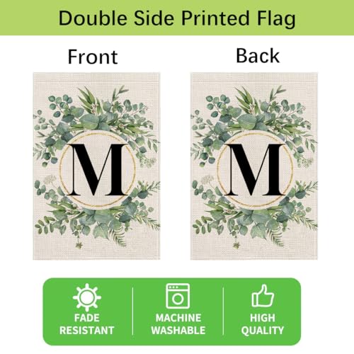 wyooxoo Monogram Letter M Floral Garden Flag 12x18 Inch Double Sided Outside Outdoor Family Last Name Initial Yard Flag - Image 5