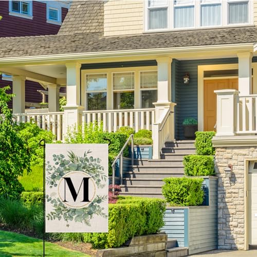 wyooxoo Monogram Letter M Floral Garden Flag 12x18 Inch Double Sided Outside Outdoor Family Last Name Initial Yard Flag - Image 4
