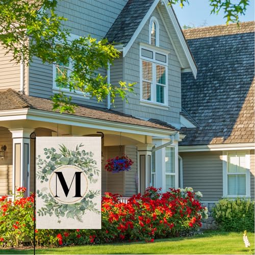 wyooxoo Monogram Letter M Floral Garden Flag 12x18 Inch Double Sided Outside Outdoor Family Last Name Initial Yard Flag - Image 3