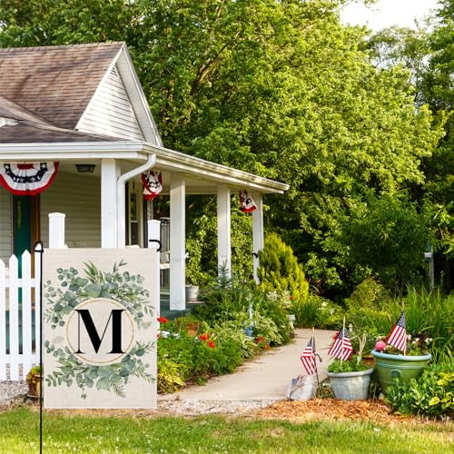 wyooxoo Monogram Letter M Floral Garden Flag 12x18 Inch Double Sided Outside Outdoor Family Last Name Initial Yard Flag - Image 2