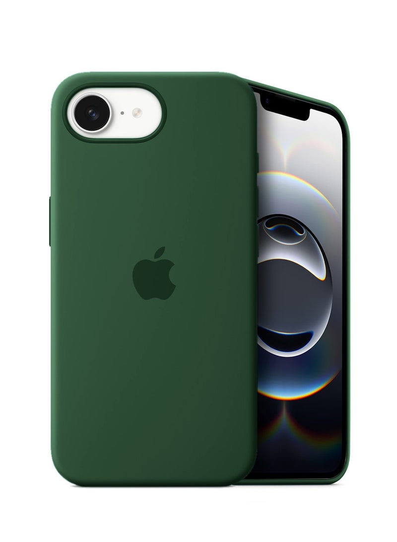 دبليو تيك غطاء غطاء الهيكل المصنوع من السيليكون السائل الناعم الفاخر من ابل ايفون 16 اي 5 جي 2025 - أخضر غامق - Image 1