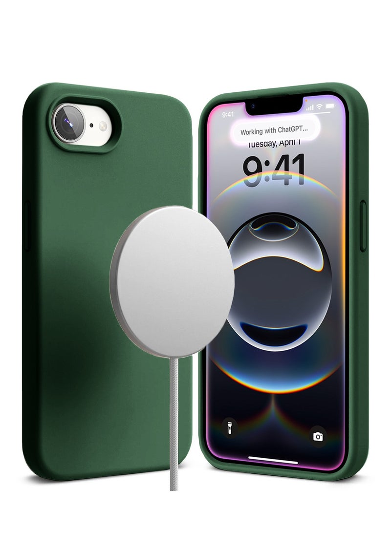 دبليو تيك غطاء غطاء الهيكل المصنوع من السيليكون السائل الناعم الفاخر من ابل ايفون 16 اي 5 جي 2025 - أخضر غامق - Image 2