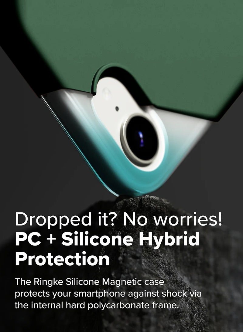 دبليو تيك غطاء غطاء الهيكل المصنوع من السيليكون السائل الناعم الفاخر من ابل ايفون 16 اي 5 جي 2025 - أخضر غامق - Image 5