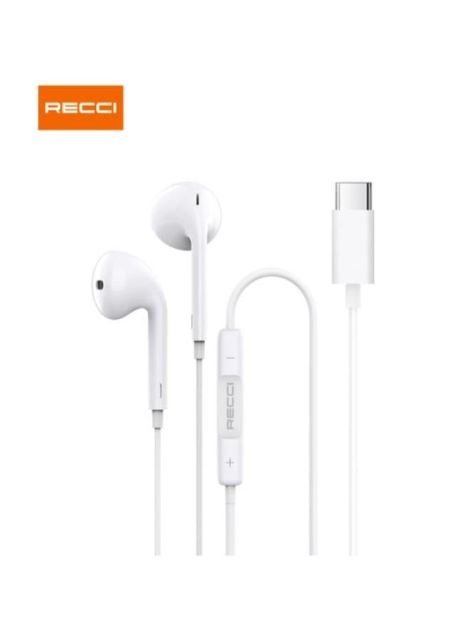 ريتشي سماعة أذن سلكية RECCI REP-L27 HD SOUND (TYPE-C) - بيضاء - Image 1
