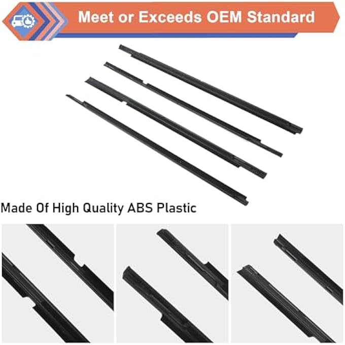 ريحني 4 قطعة: أسوار خارجية للسيارة تشكيلات نافذة زخرفة شريط طقس وحزام ختم متوافق مع 20082017 سيارة ميتسوبيشي لسيارة لانسر 5727A005 5727A006 5757A017 5757A018 - Image 5