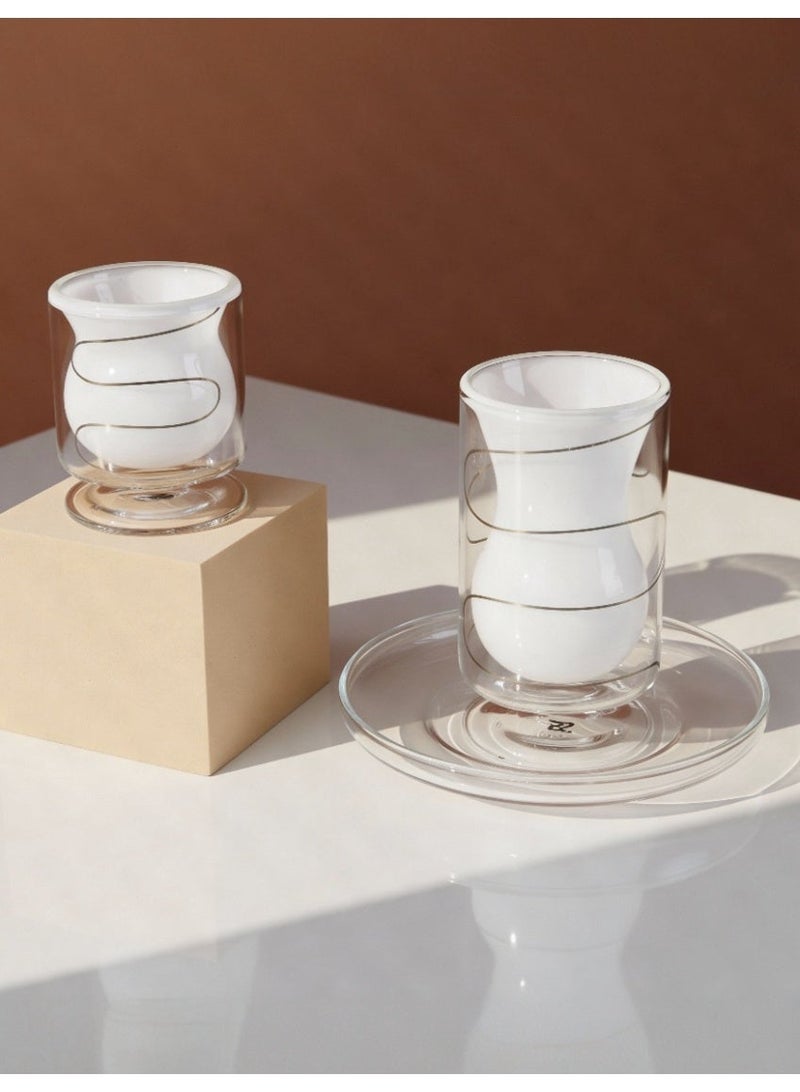 Raz Vetra Double-Wall Glass Tea & Coffee Cups Set | Modern Arabic Tea Glasses | Luxury Gift Box - Image 2