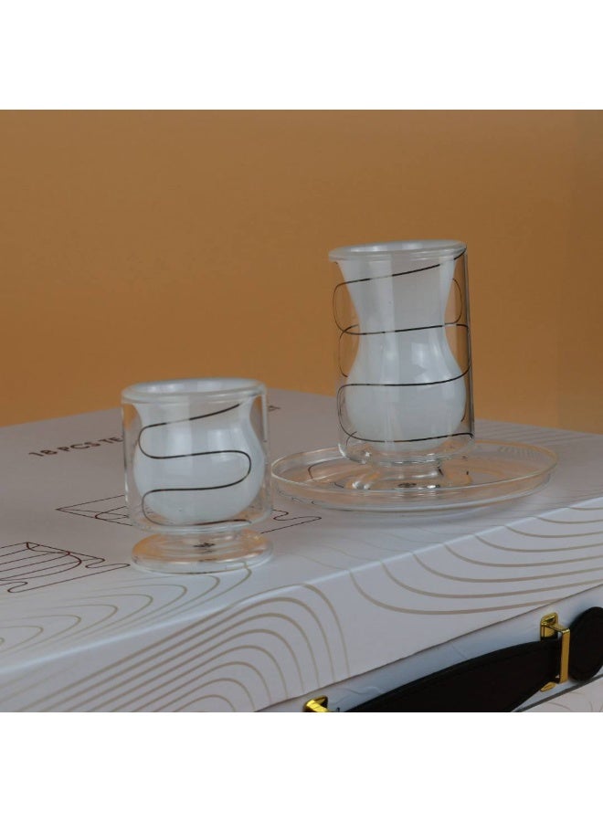 Raz 18 Pieces Vetra Double-Wall Glass Tea & Coffee Cups Set | Modern Arabic Tea Glasses | Luxury Gift Box - Image 4