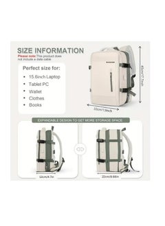 HAMMINER Travel Bag Expandable, Flight Approved Carry On Backpack For International Travel Bag, Water Resistant Durable 17-inch Laptop Backpacks, Laptop Bag Luggage Backpack For Men Sports Luggage Backpack For Womens Travel Backpack For Luggage Men School Bag Shoulder Bag Built-in USB Charging Port Beige  - Image 3