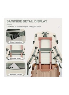 HAMMINER Travel Bag Expandable, Flight Approved Carry On Backpack For International Travel Bag, Water Resistant Durable 17-inch Laptop Backpacks, Laptop Bag Luggage Backpack For Men Sports Luggage Backpack For Womens Travel Backpack For Luggage Men School Bag Shoulder Bag Built-in USB Charging Port Beige  - Image 5