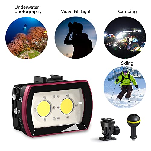 MEIKON Seafrogs Diving Video Light Waterproof 130FT/40M White Red Blue Light Underwater Photography Fill Lights High Power 3500 Lumens Flash Light with Ball Head YS Adapter for Gopro, Housing (SL-21) - Image 5