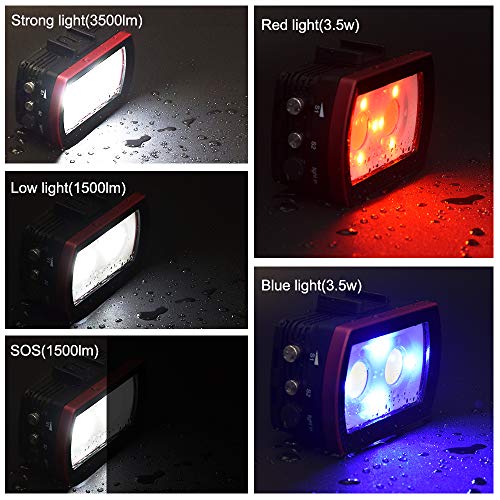 MEIKON Seafrogs Diving Video Light Waterproof 130FT/40M White Red Blue Light Underwater Photography Fill Lights High Power 3500 Lumens Flash Light with Ball Head YS Adapter for Gopro, Housing (SL-21) - Image 4