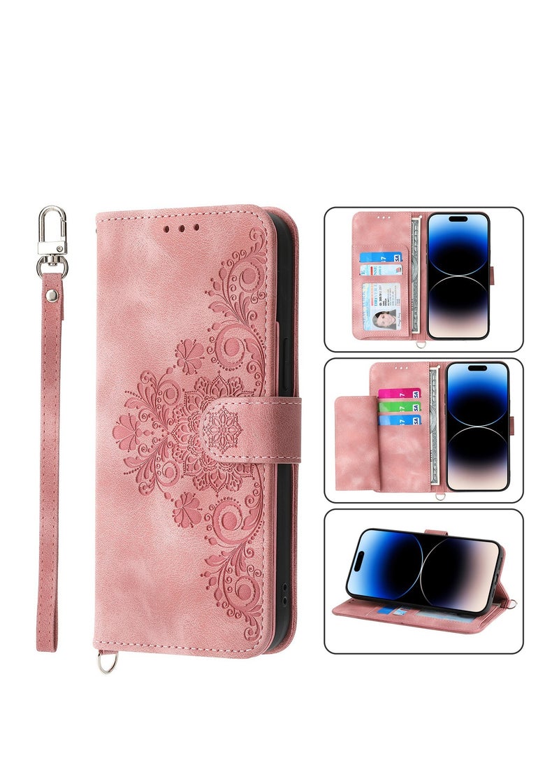 Suitable for Apple iPhone 16Pro Max/14 Plus/15/12 Embossed Crossbody Card Slot Leather Case (Brown) - Image 3