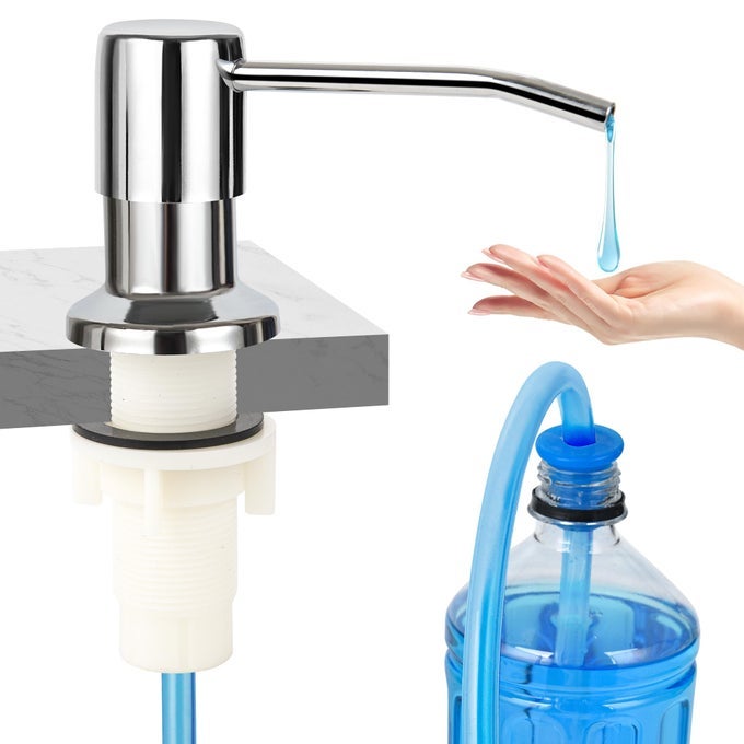 SOAP DISPENSER FOR KITCHEN SINKCHROME STAINLESS STEEL COUNTERTOP DISH SINK SOAP DISPENSER PUMP WITH 47 EXTENSION TUBE KIT
