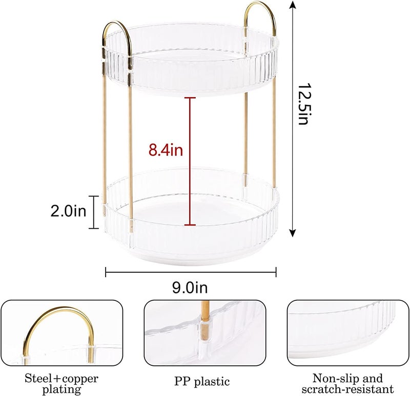 Crobat 360 Degree Rotating Tray for Cosmetics, Parade, Decoration Tray Organizer, Cosmetic Storage Box, Kitchen Accessories, Desktop Multilayer Shelf, Snack Seasoning - Image 2