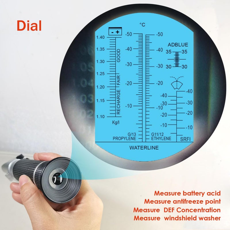 aichose 4-in-1 DEF Antifreeze Coolant Refractometer for Automobile Antifreeze System, Diesel Exhaust Fluid, Battery Acid and Windshield Washer Fluid - Image 2