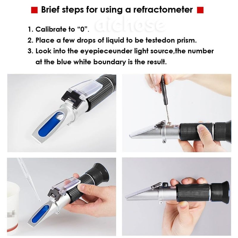 aichose 4-in-1 DEF Antifreeze Coolant Refractometer for Automobile Antifreeze System, Diesel Exhaust Fluid, Battery Acid and Windshield Washer Fluid - Image 5