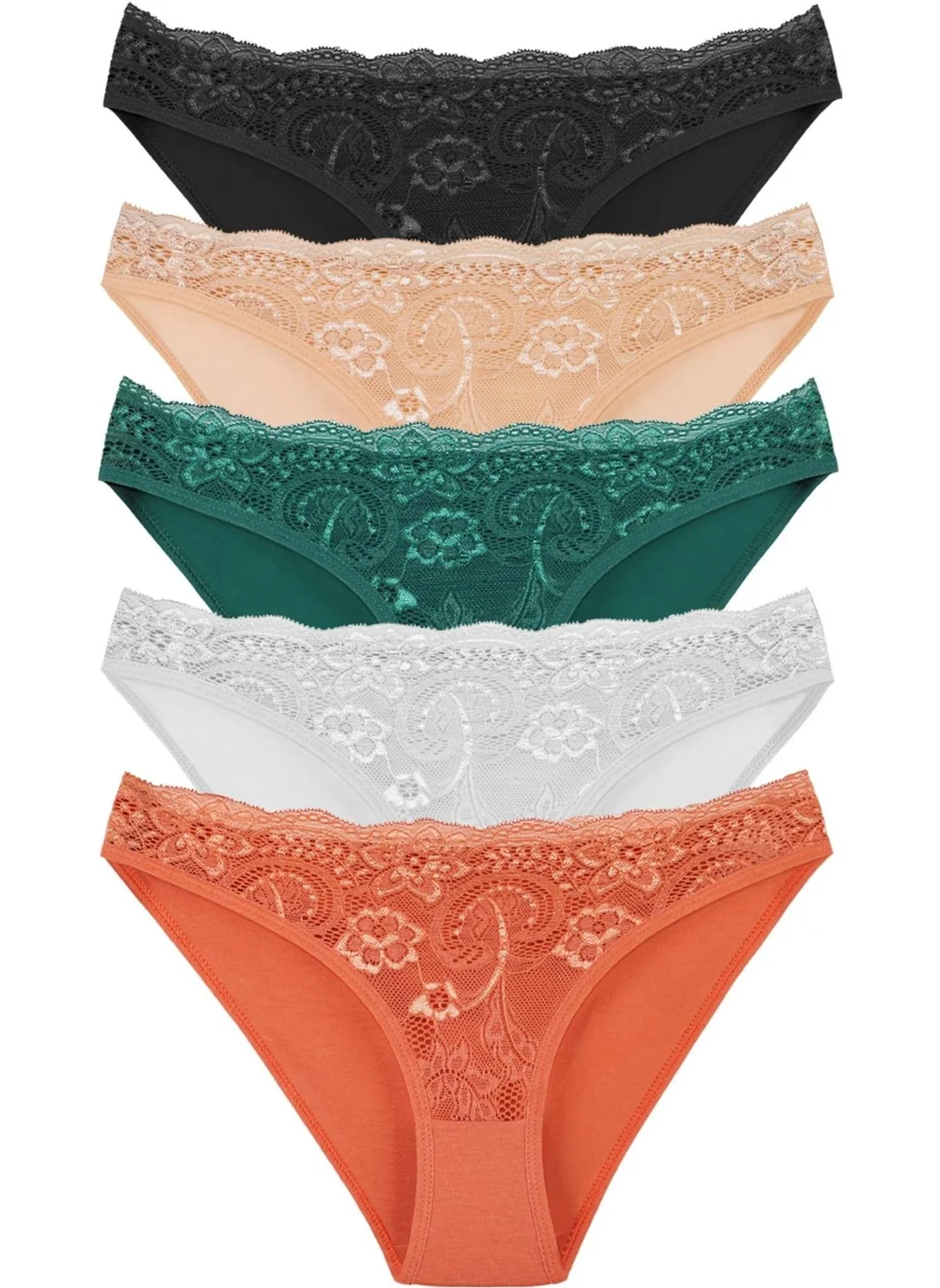 Sensu Women's Lacy Mixed Colors Slip Panties 5l I Pack Set KTS3064